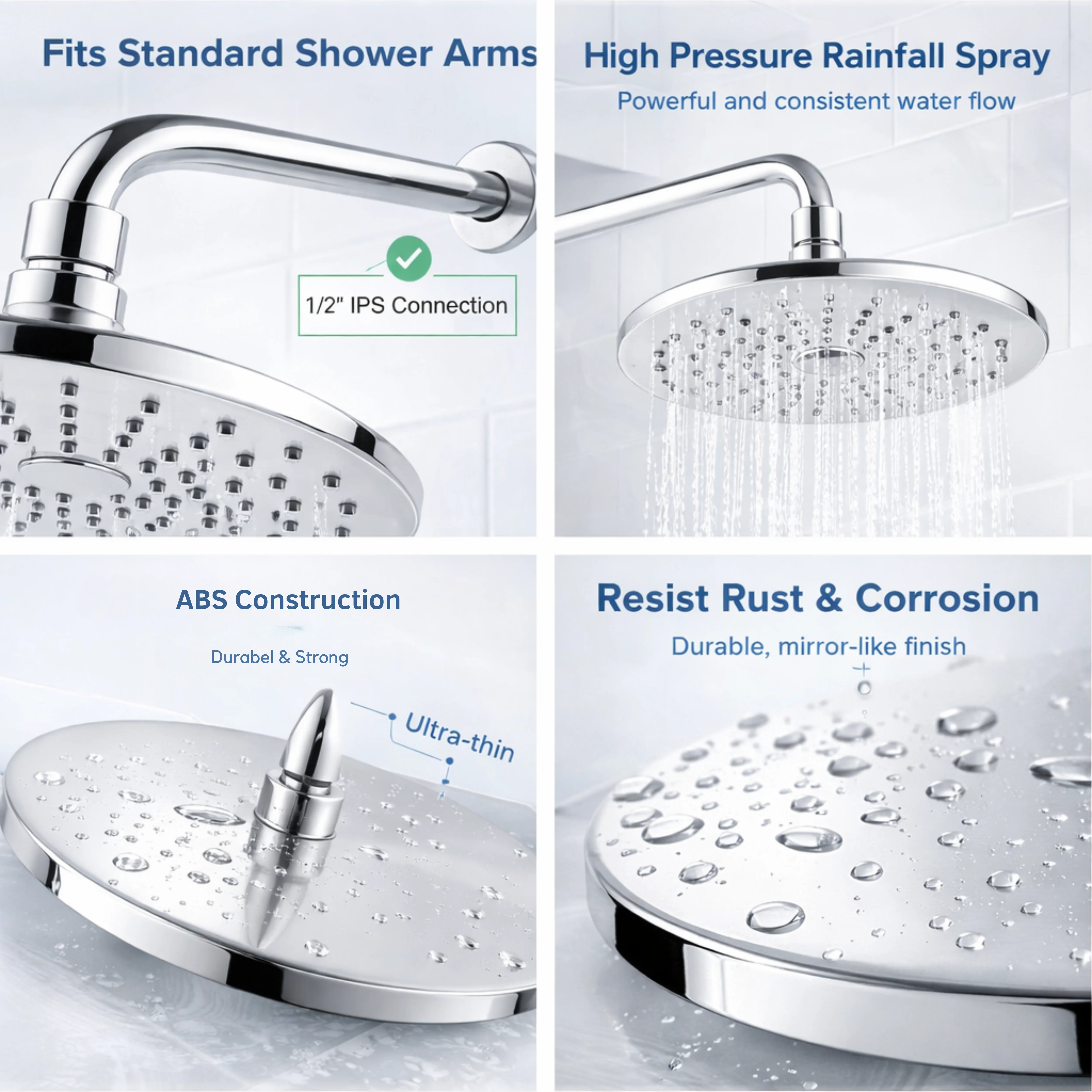 Docomo 8 Inch Round Overhead Shower - Image 5