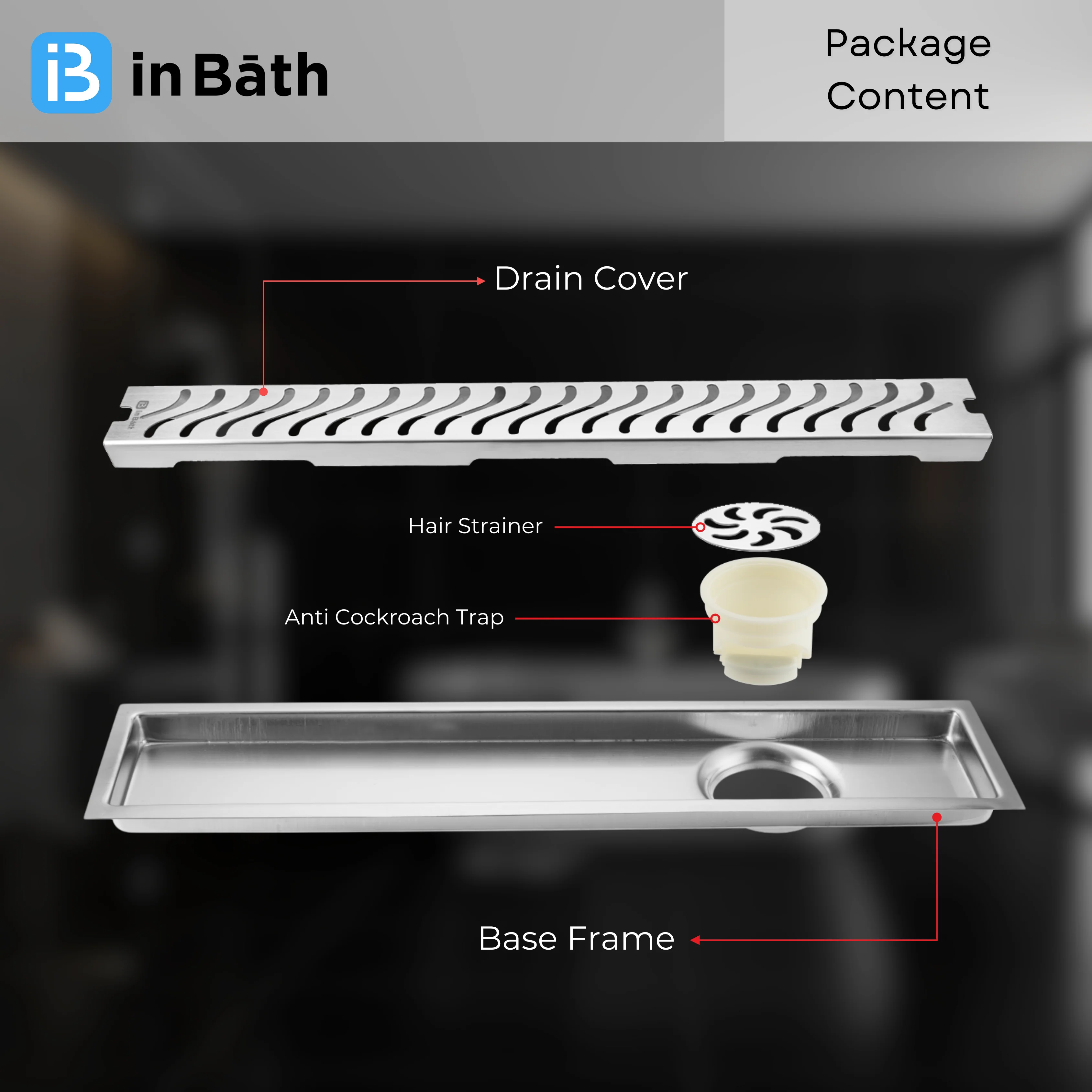InBath Elite Wave Shower Drain Channel with Collar (SS 304) - Image 5
