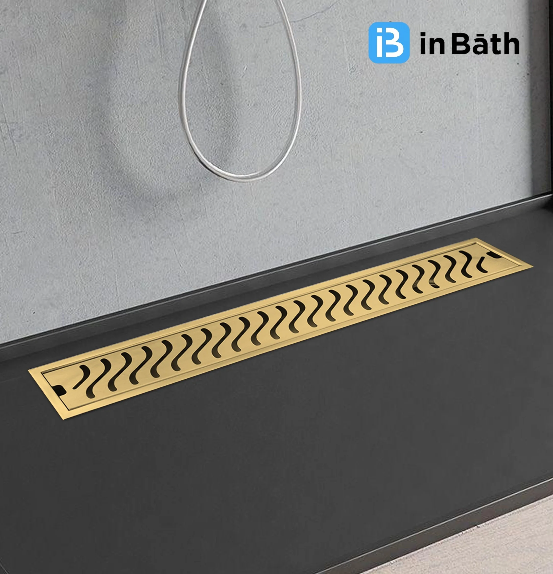 Gold (PVD) Wave Shower Drain Channel (SS 304 Grade) - Image 5