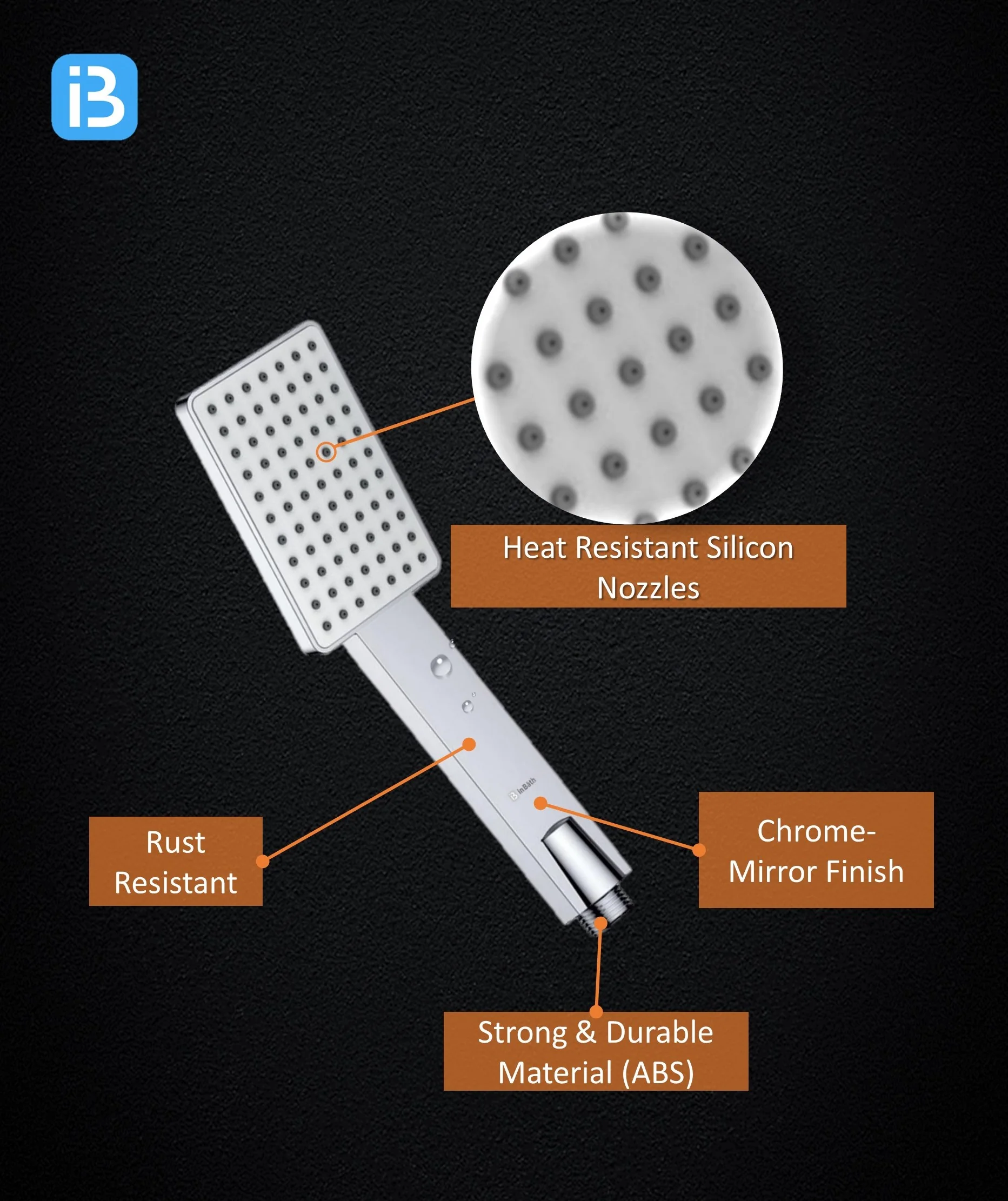Stella Hand Shower With SS Flexible Pipe & Hook - Image 3
