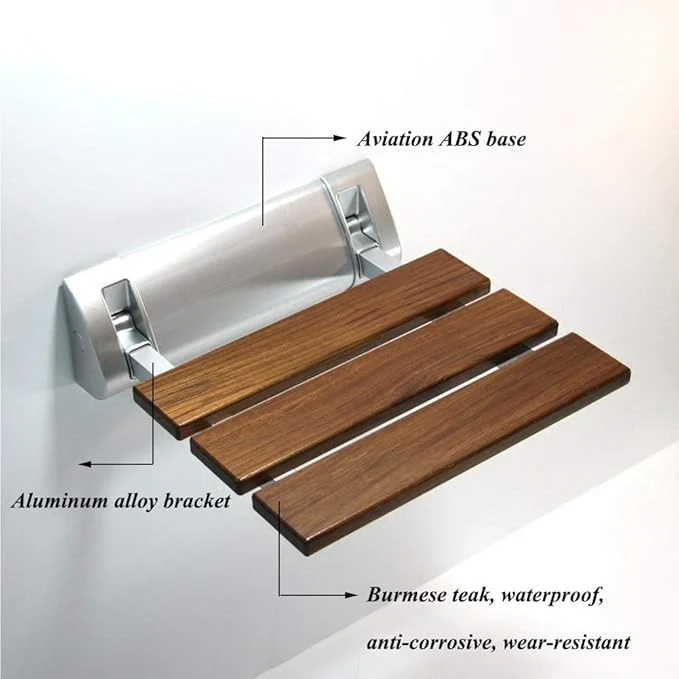 Multi-Purpose Foldable Wall Mounted Bathroom Chair For Shower Area, Steam Room & Shoe Wearing Chair - Image 3